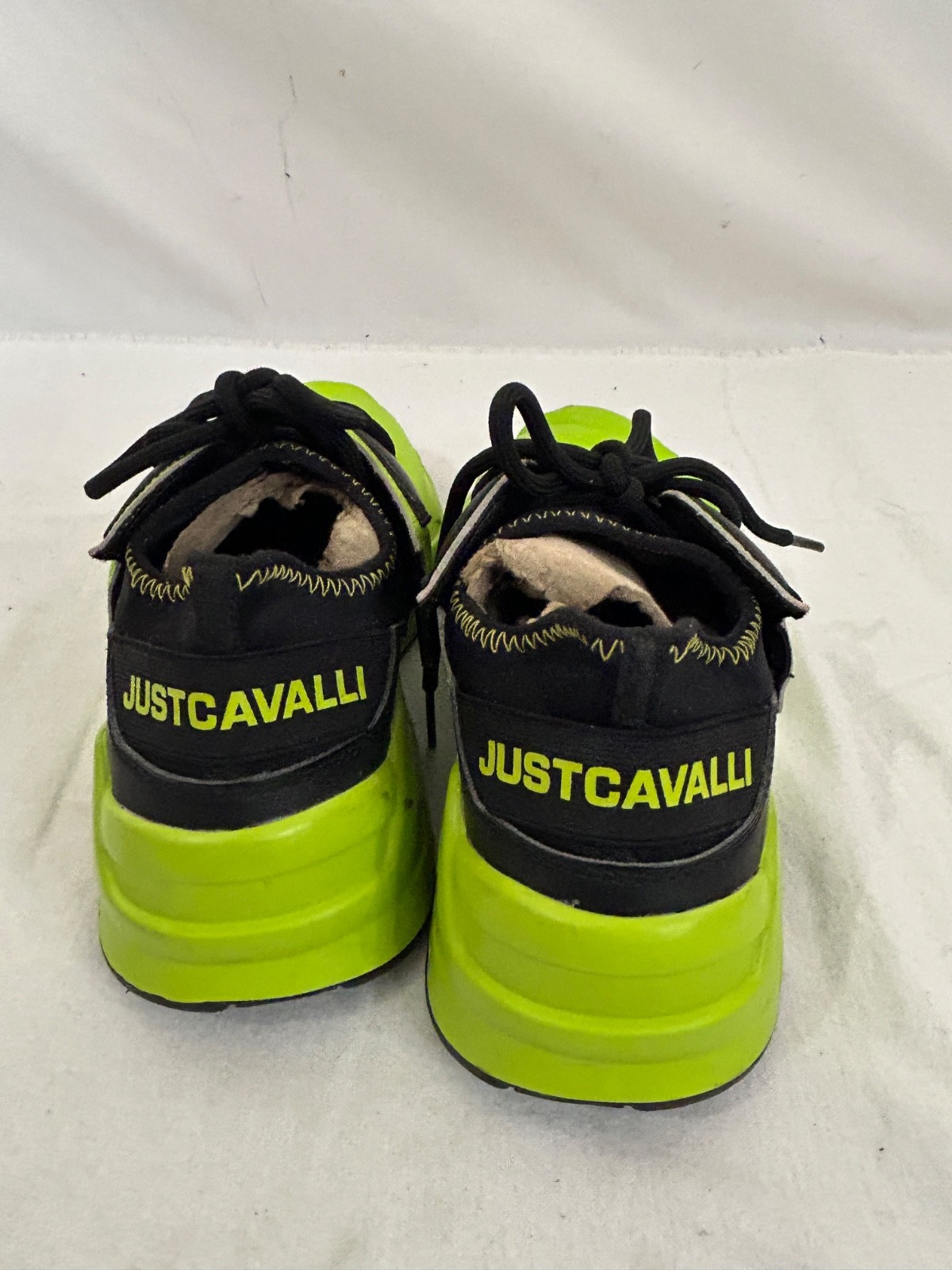 Just Cavalli Womens Neon Green Leather Sock Fitted Insole Fashion Sneaker Sz 7.5