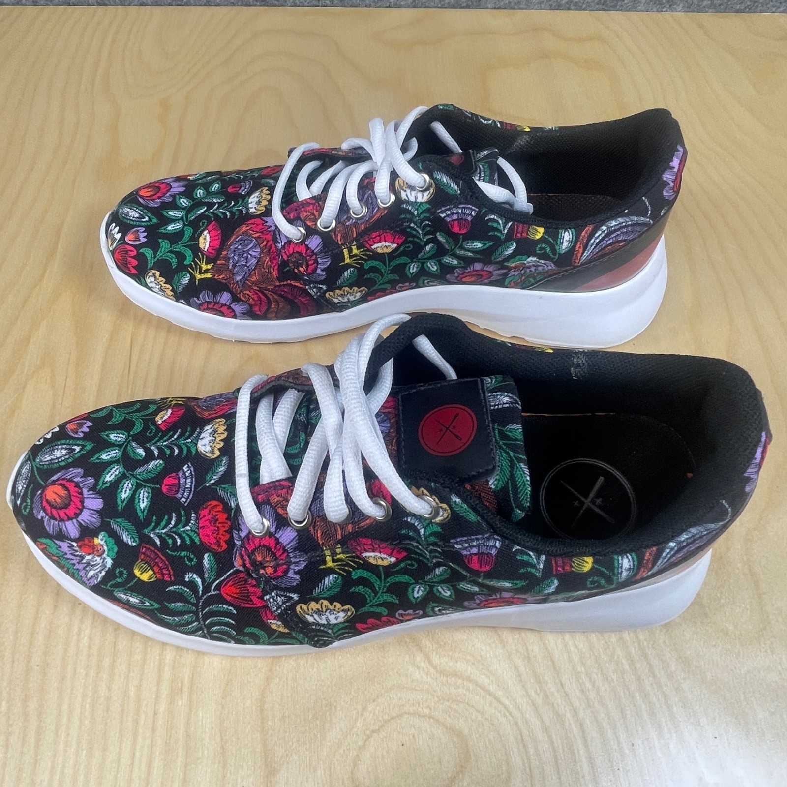 Inkkas Floral Print Sneakers Casual Walking Shoes Colorful Size 8