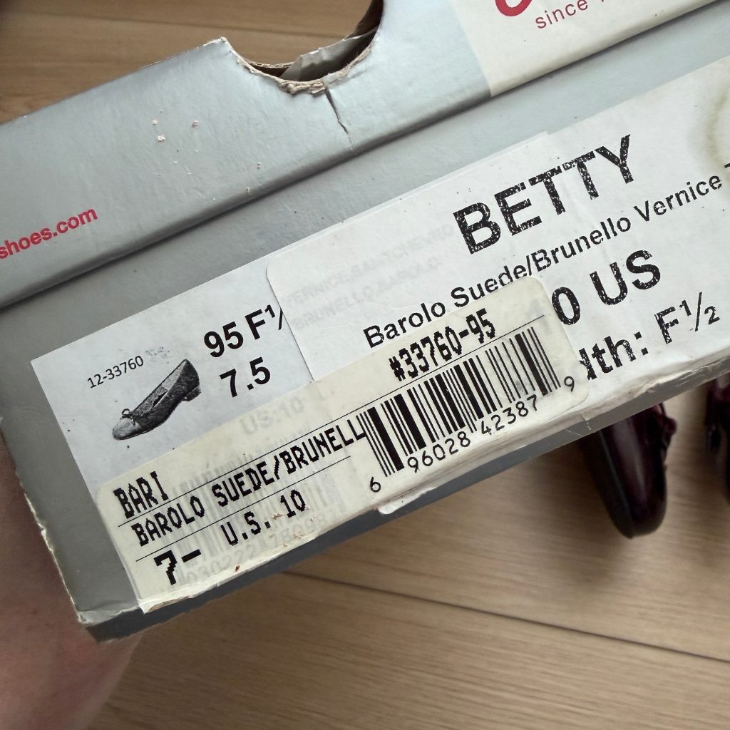 ara Betty Barolo Suede Ballet Flats Womens US 10 Burgundy Patent Cap Toe Bow