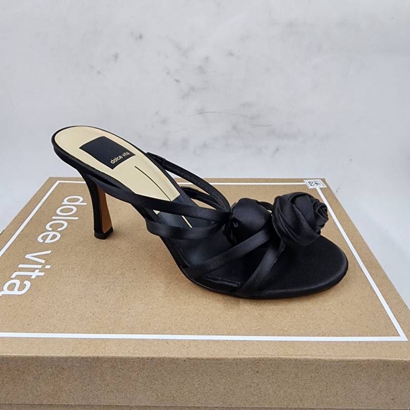 Dolce Vita Linzy Florette Two-Piece Dress Sandals Women’s US 6 Onyx Satin