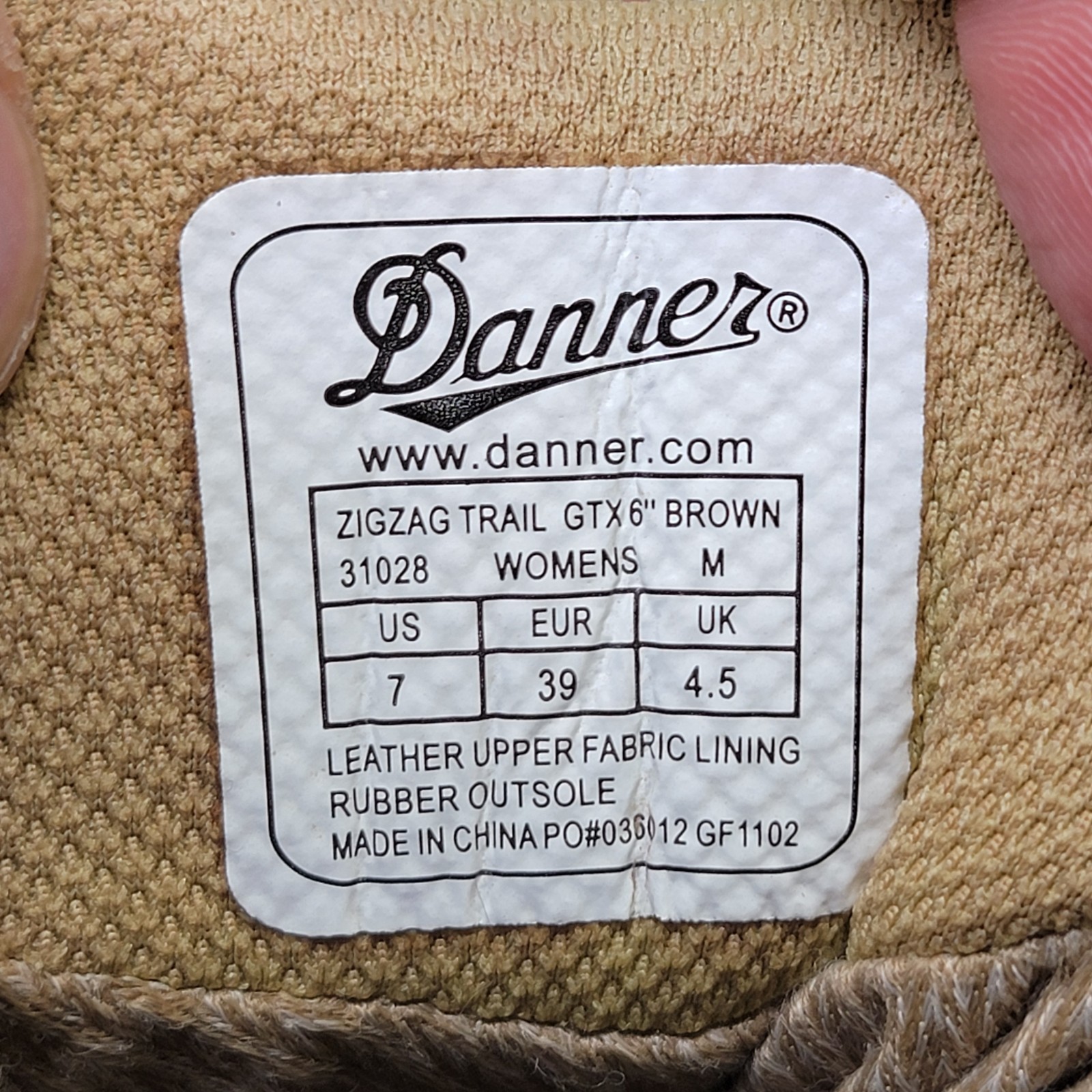 Danner Zigzag Trail GTX Boots Womens 7 Tan Leather Nubuck Hiking Outdoor 6″
