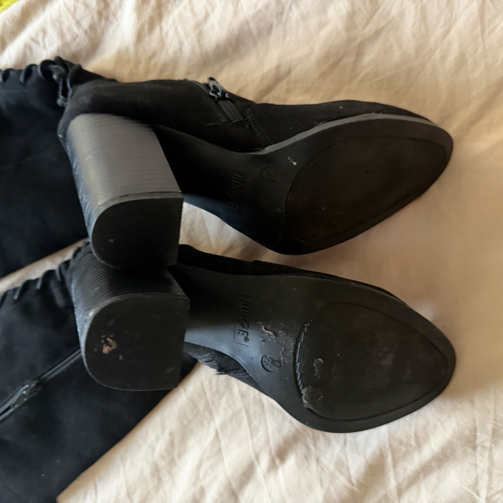 Vintage ROUGE 1990s vegan Leather Suede High Lace Victorian Black Boots US6.5
