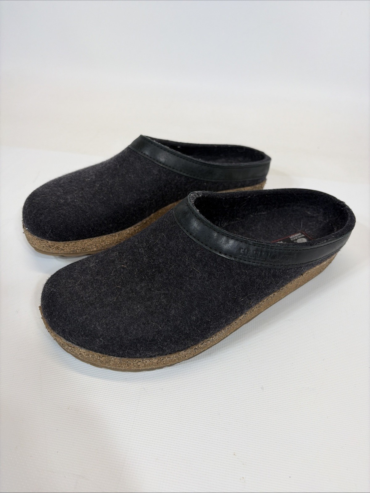 Haflinger Classic Grizzly Slipper Clogs Wool Black Women’s Size 40 US 9