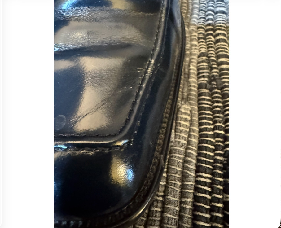 Vtg VIA SPIGA, Navy Patent Leather, Block-heeled Loafer Sz US 9B