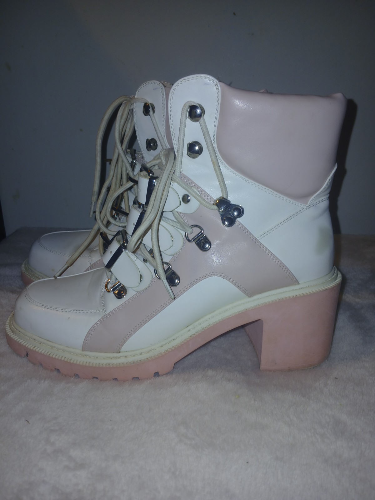 Azalea Wang for Dolls Kill Pink and White Boots Ladies Size 8