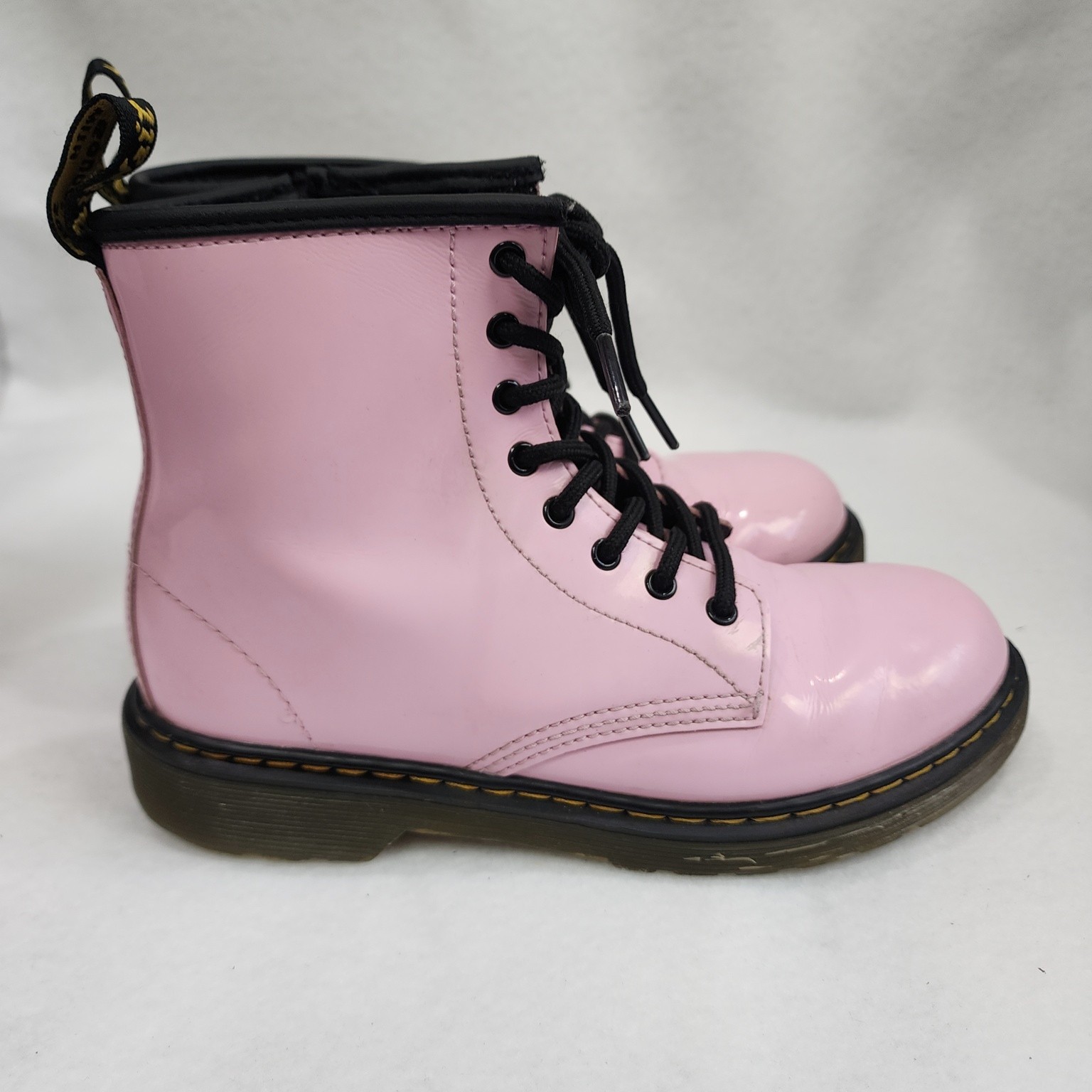 Dr. Martens 1460 Unisex M4/W5 Boots Pink Patent Leather Side Zip Combat Boots