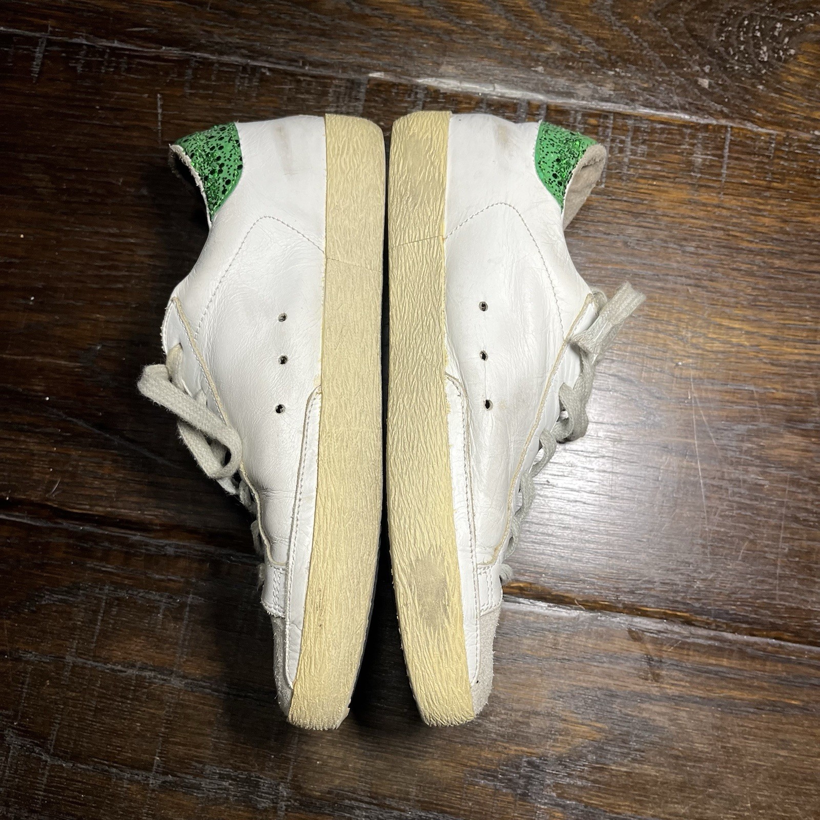 Golden Goose Superstar Sneakers Womens 7 37 Leather Green Glitter Italy Shoes