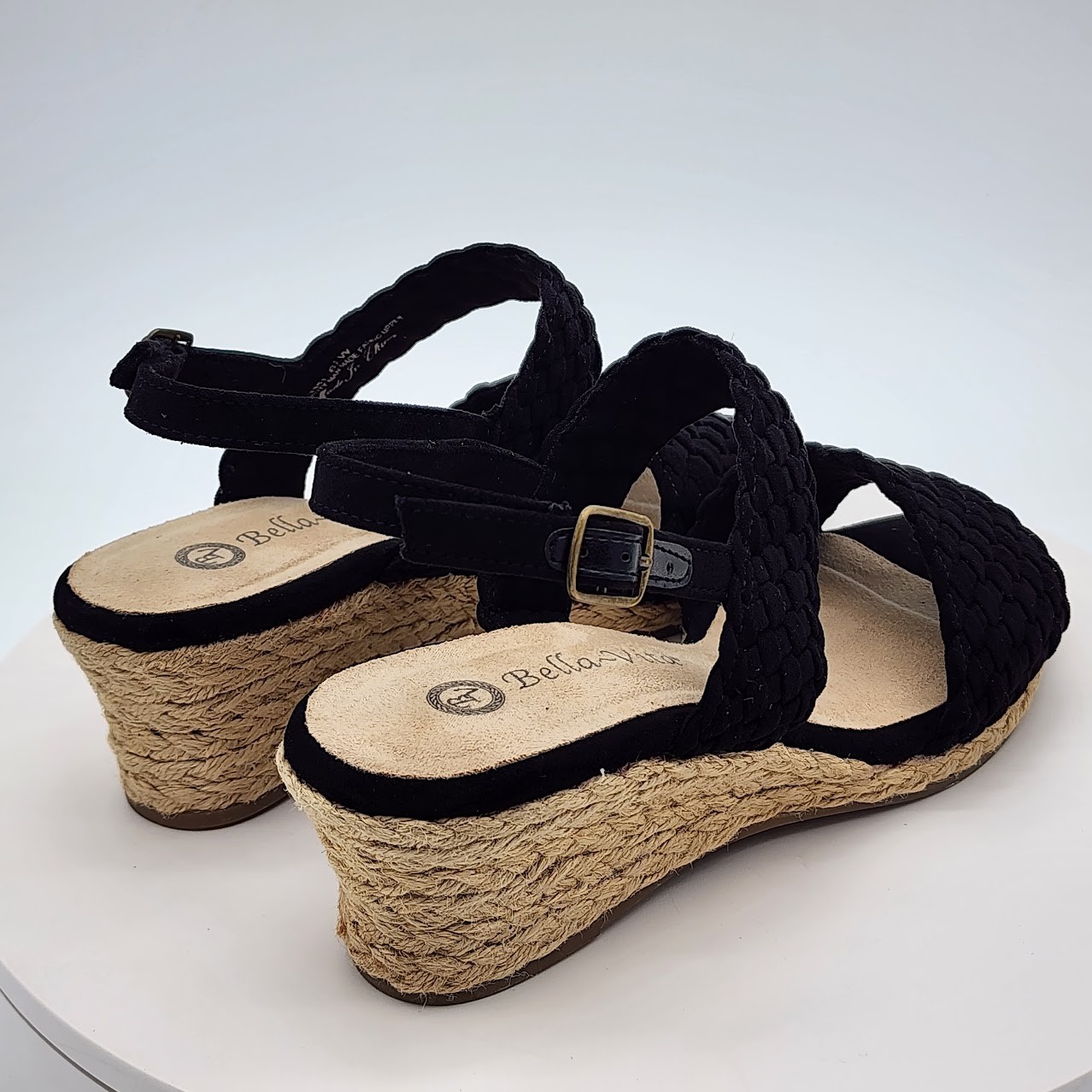 Bella Vita Mariella Espadrille Wedge Women’s Sandals 6.5W Black Suede