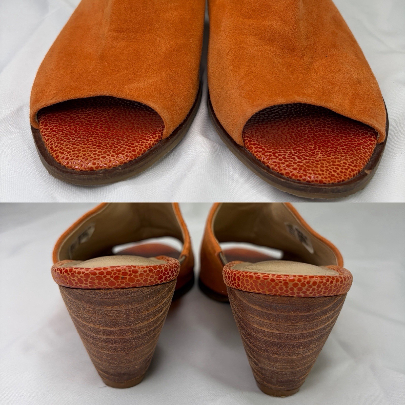 Silvana Diez Orange Suede Slip On Sandals Size 9 US/40 EU, summer, spring, fall