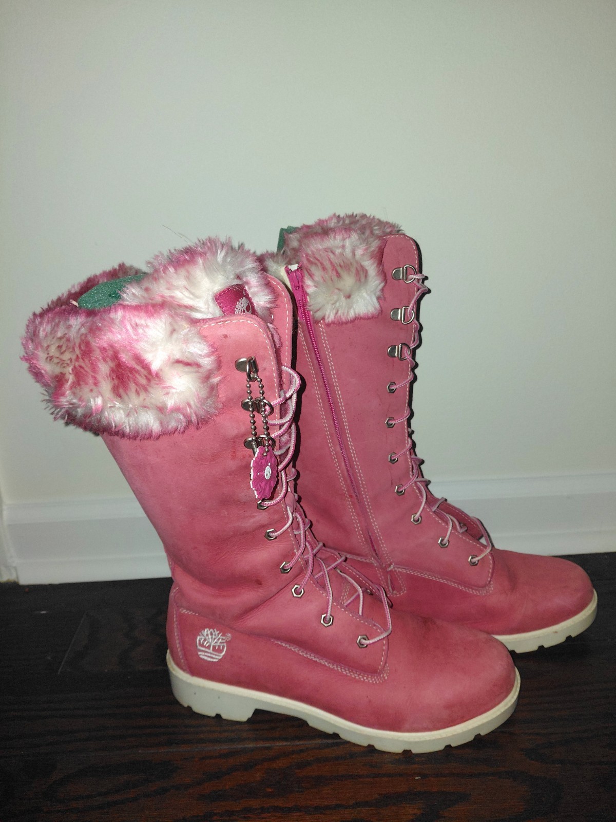Authentic TIMBERLAND BOOTS 20999M WOMAN PINK LEATHER WINTER SNOW SIZE 6.5US/39E