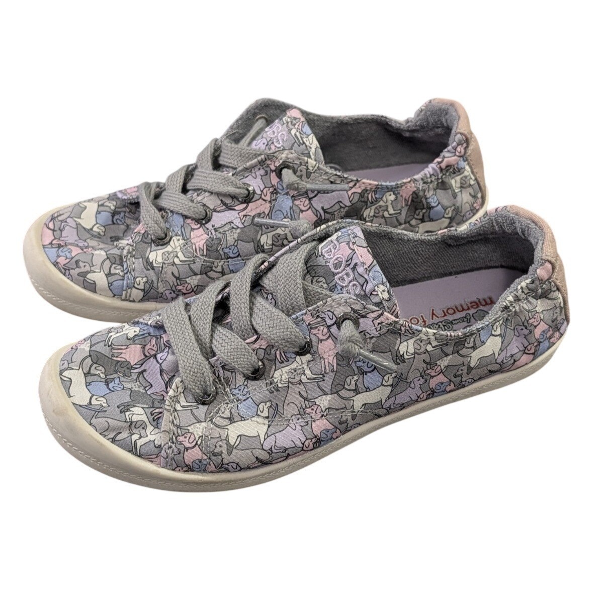 Skechers Bobs Dogs Beach Bingo Sneaker Womens 6.5 Gray Slip On Casual Travel
