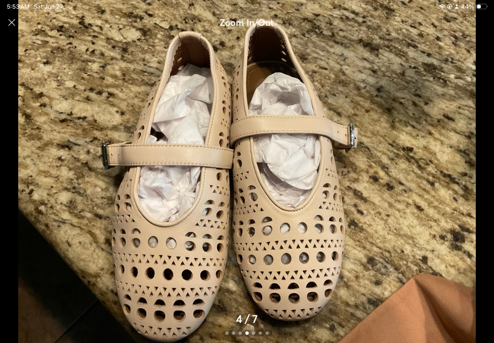 Alaia Paris Laser Cut Leather Ballerina Flats Ivory EU 37 US 6.5 Made Italy NEW