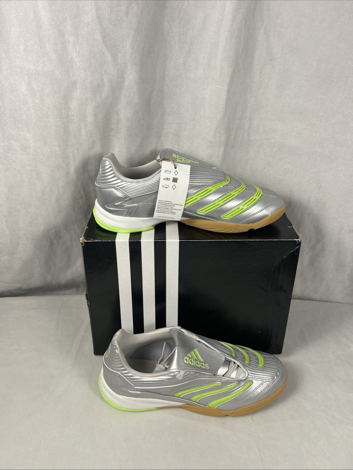 Adidas Predator Sala W Silver Signal Green Indoor Soccer Shoes JR1636 Womens 9