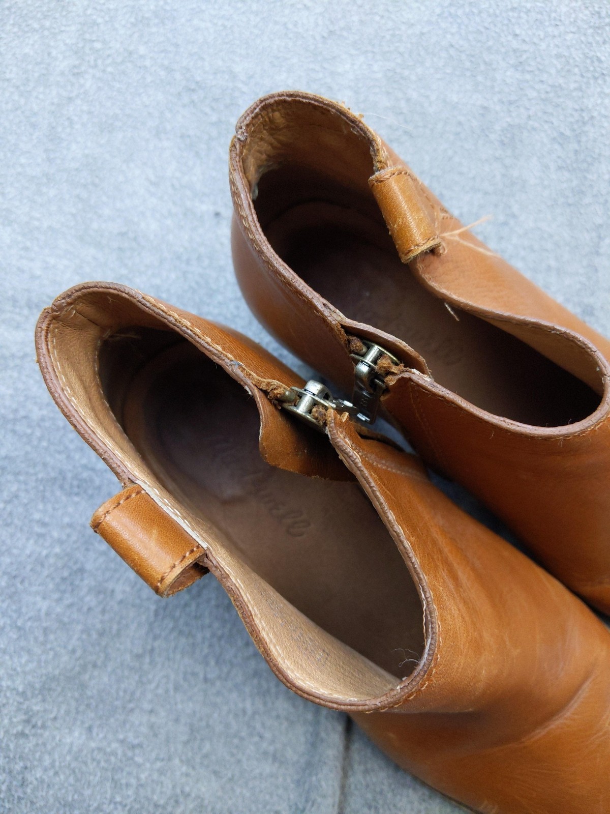 Madewell Boots Womens Size 8 Brown Leather Ankle Zip Block Heel Booties