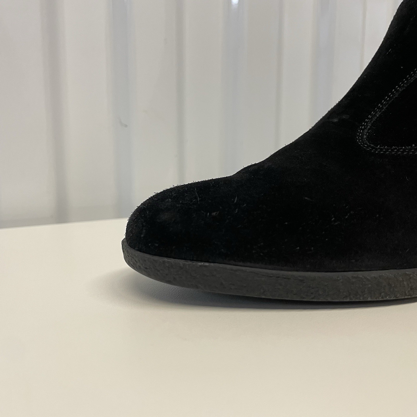 Vintage 90s Ferragamo Black Suede Logo Ankle Boots Women’s 5.5 B