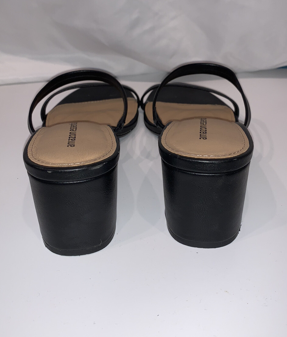 Amazon Essentials Women’s Navey Strappy Heels Sandals Black Slip on Size 6.5 M