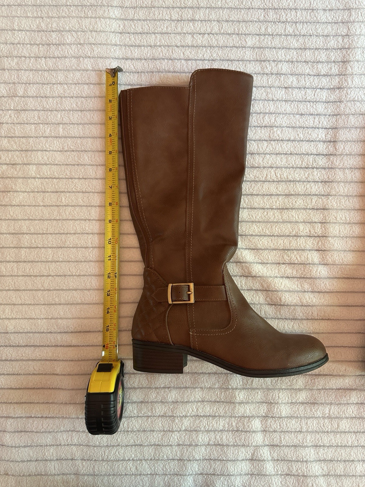 Arizona Women’s Brown Faux Leather Knee High Riding Boots Zip Buckle 8.5B