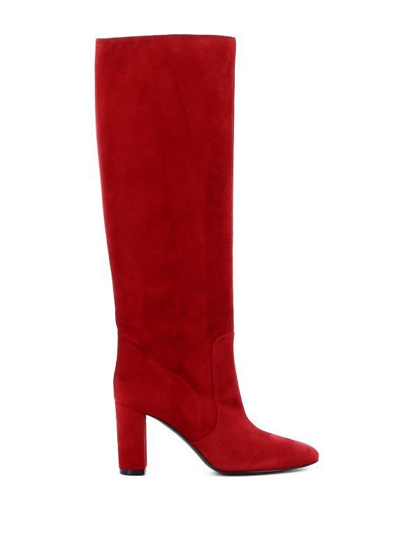 Via Roma 15 Red Suede Boots Art. 3434 Heel 9Cm