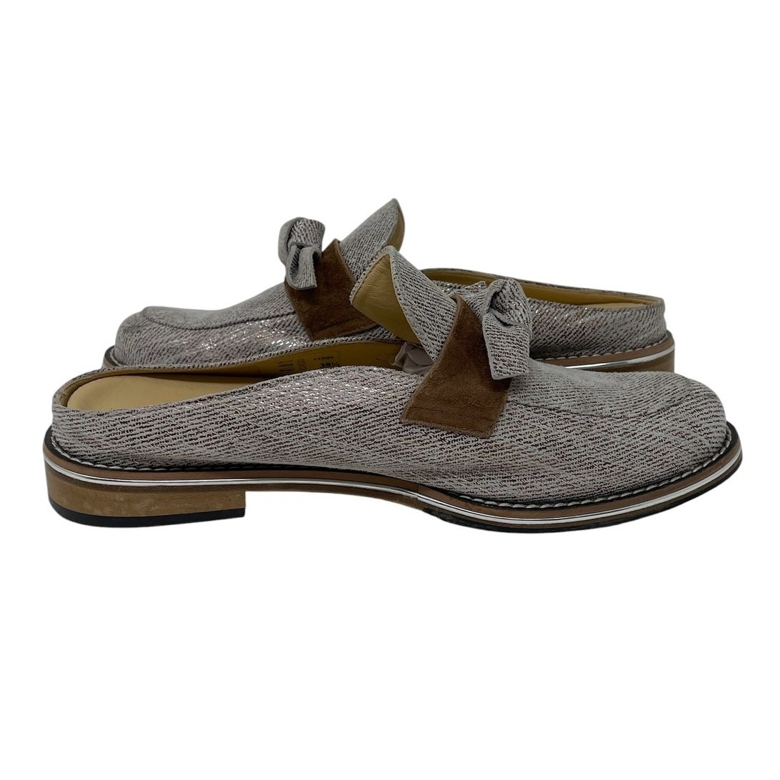 Brunate Italy Loafer Mule Metallic Neutral EU 38.5 US 8 Modern Elegant Academia