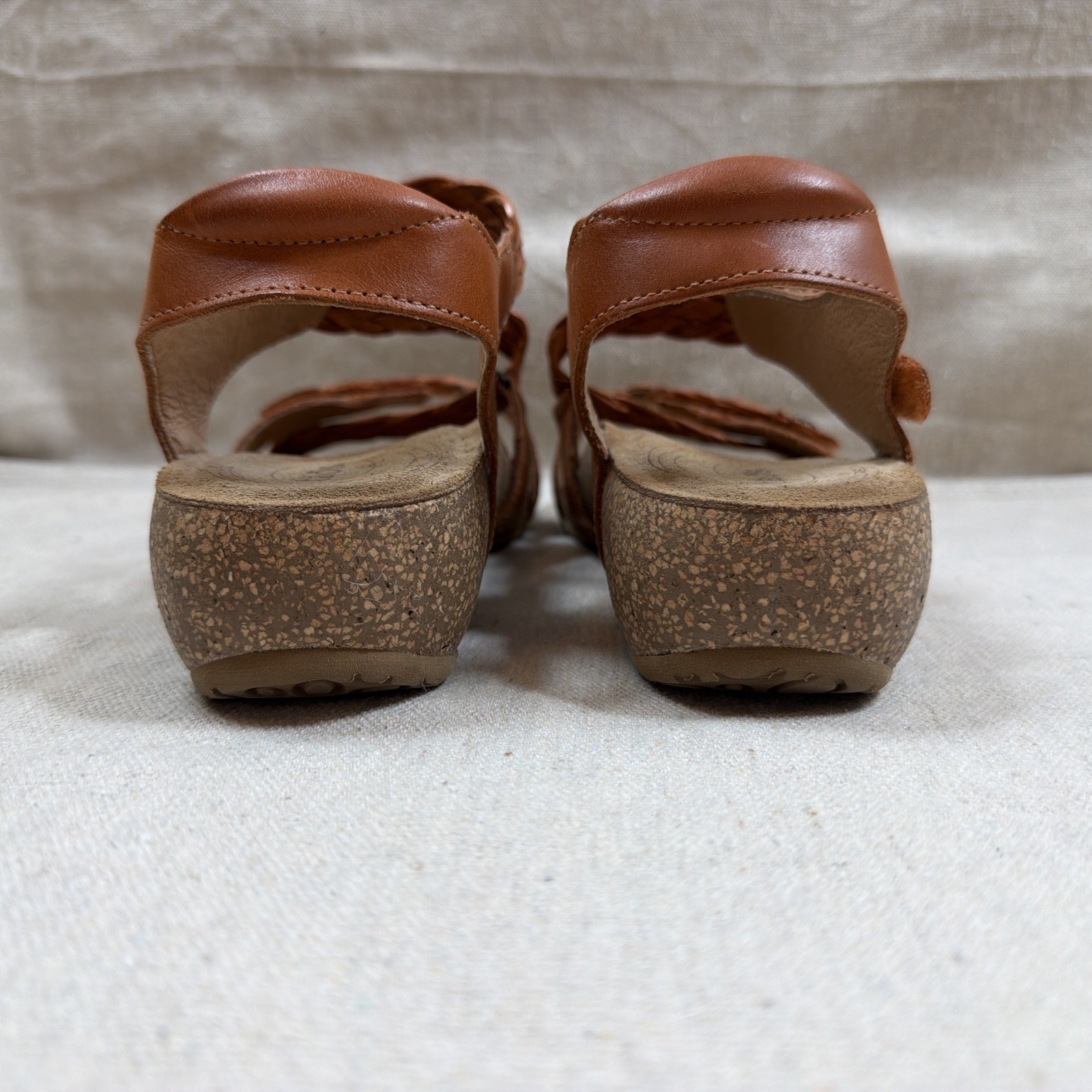 Taos Trulie Burnt Orange Woven Leather Braid Wedge Sandals Womens US 8-8.5 EU 39
