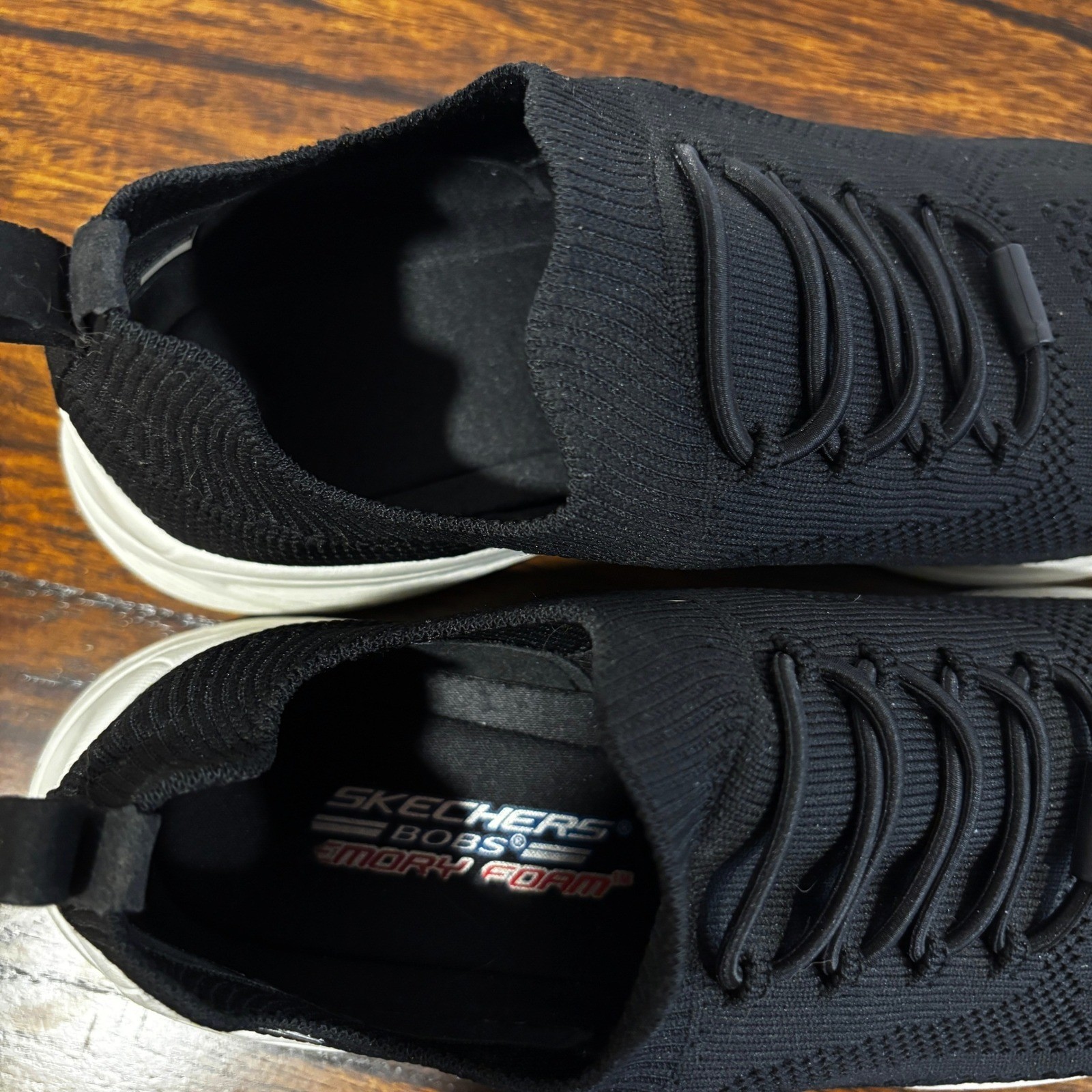 Skechers BOBS Sparrow Black Slip On Sneakers Sz 8.5 Memory Foam Shoes Comfort