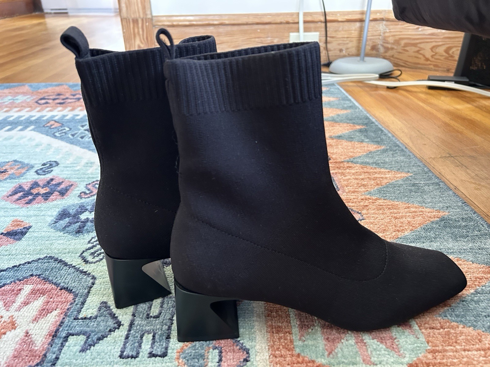VIVAIA Women’s Black Knit Sock Ankle Boots Square Toe Pull-On Stretch US 11
