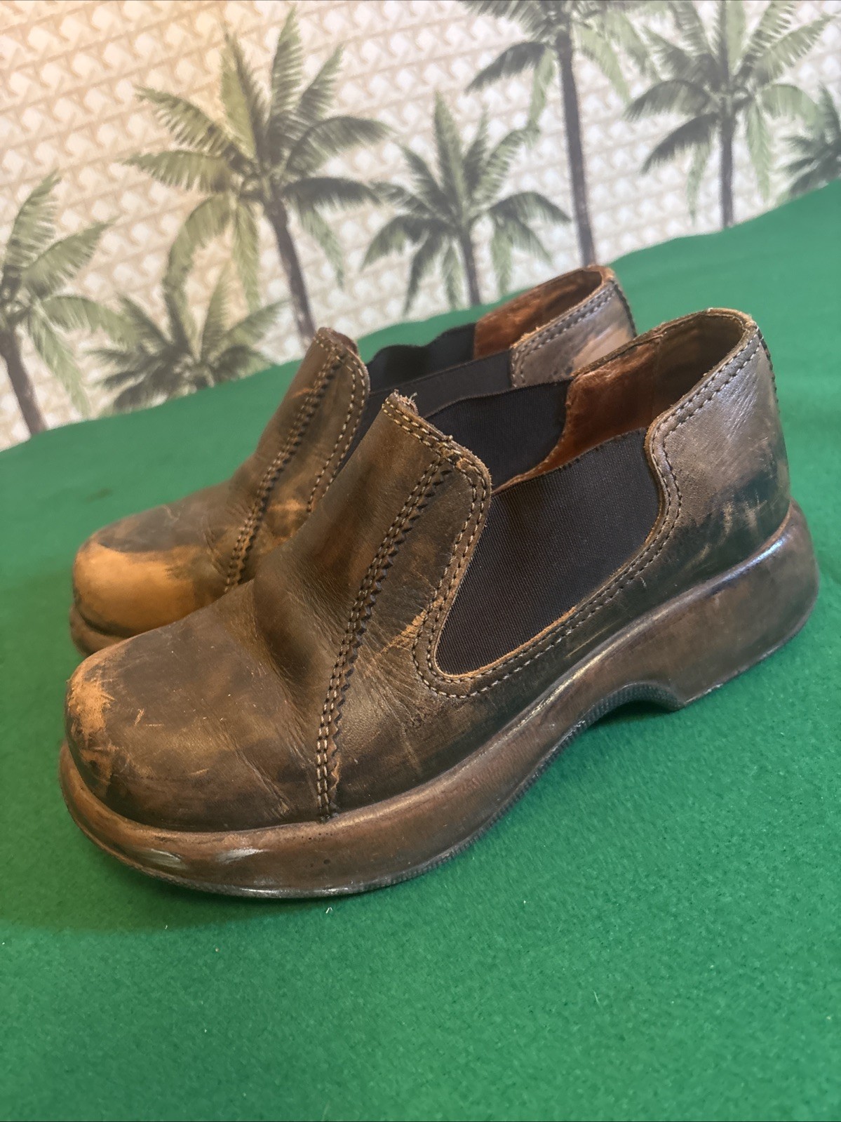 DANSKO Jocelyn Chunky Heel DISTRESSED LEATHER Clogs Shoes Womens US 6 6.5 EU36
