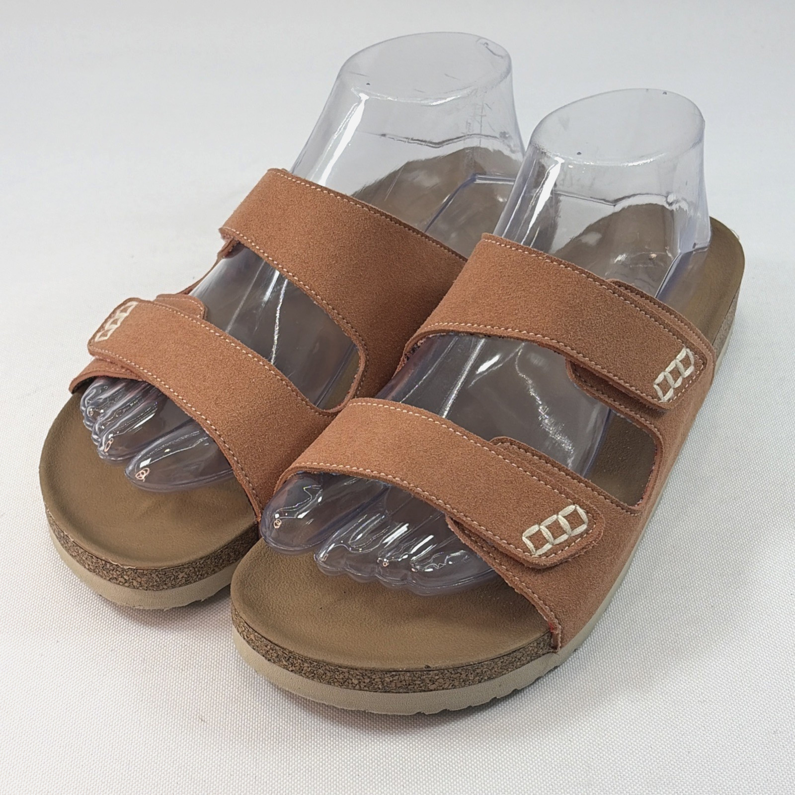 Skechers Luxe Foam Platform Sandals Women’s Sz 8 Strappy Coral Comfort Slides