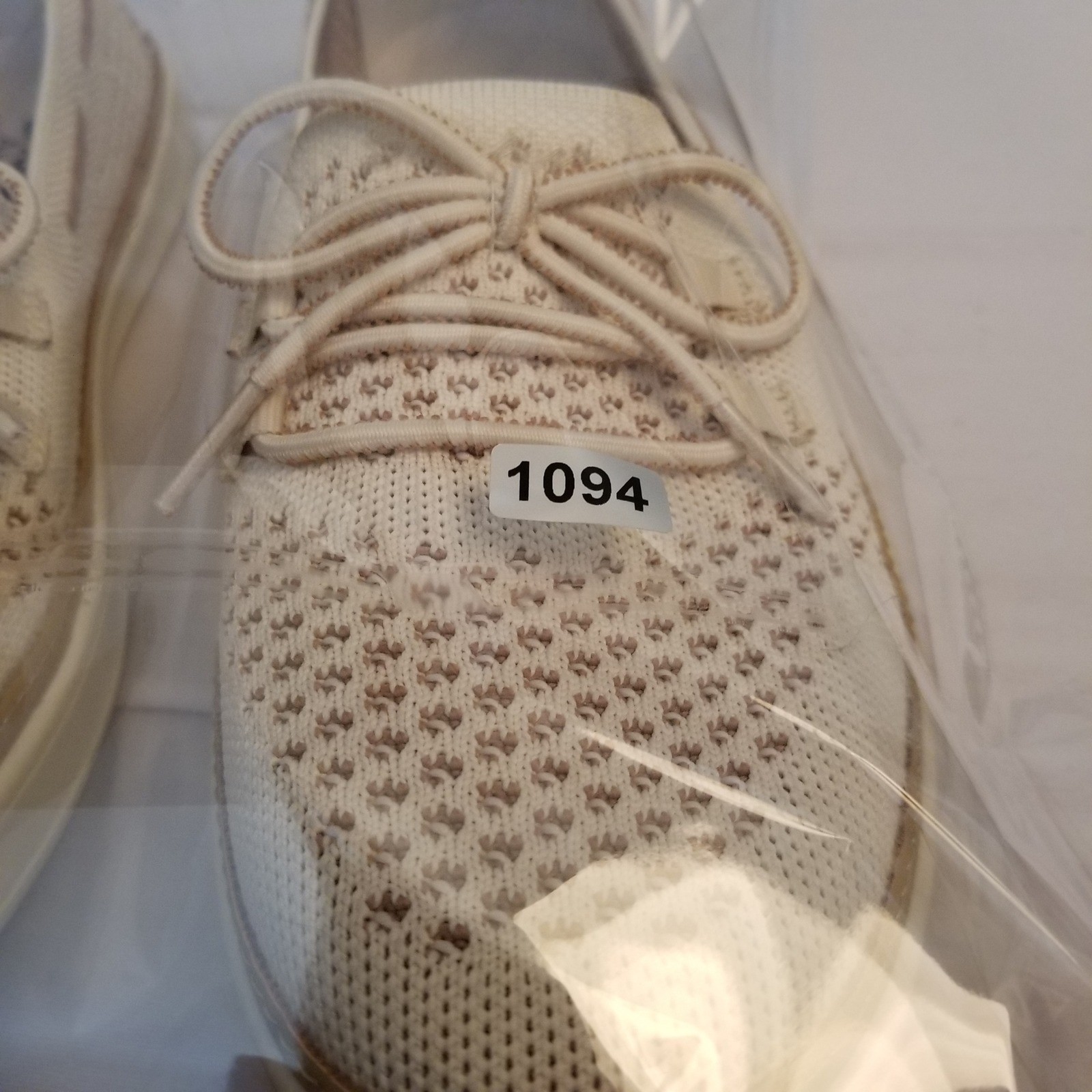 Skechers Stretch Fit Knit Slip On Sneakers Cream Tan Bow Detail Loafers Womens 9
