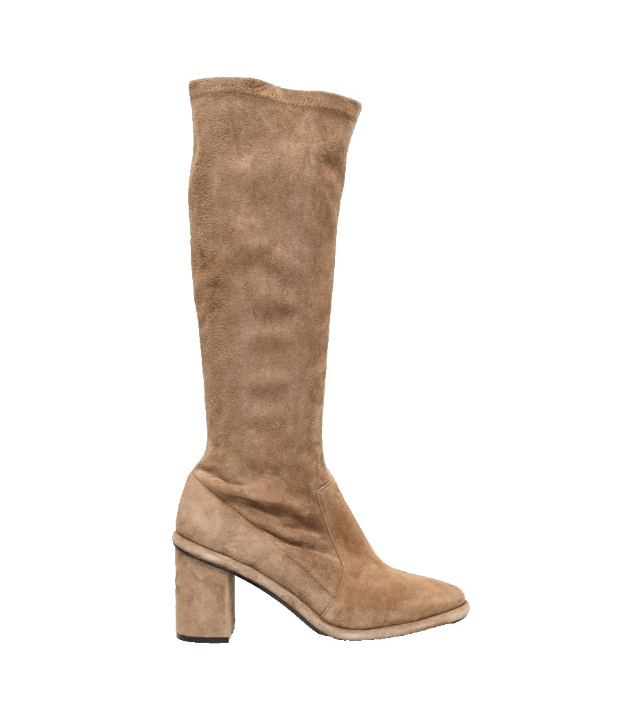 New! C by La Canadienne Beige Stretch Suede Boots Made in Italy 11 DD539