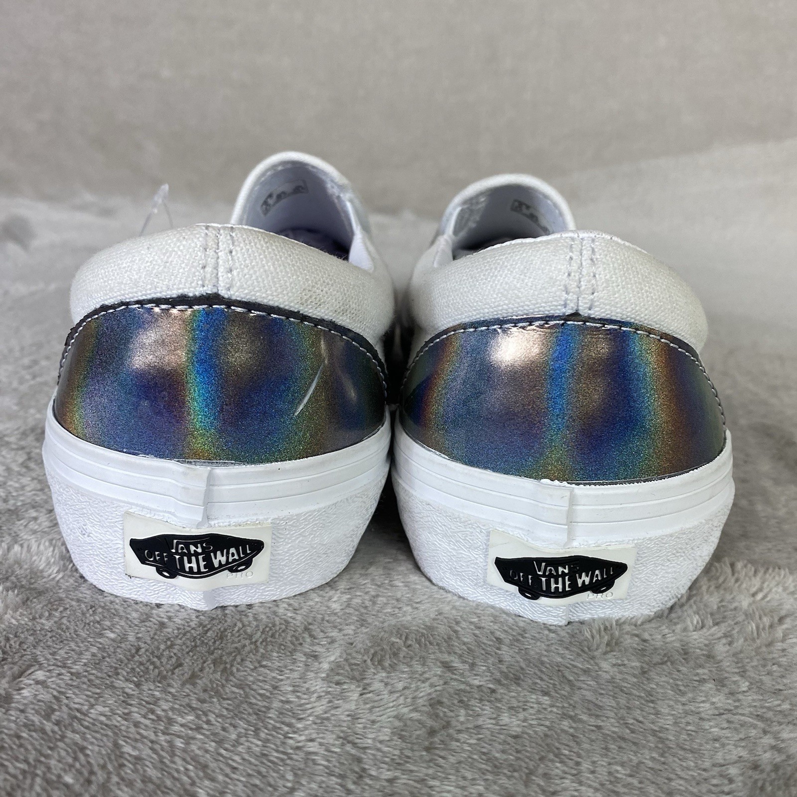 Vans Slip-On Pro Shoes Men 5 Women 6.5 White Iridescent Skate Sneakers NEW