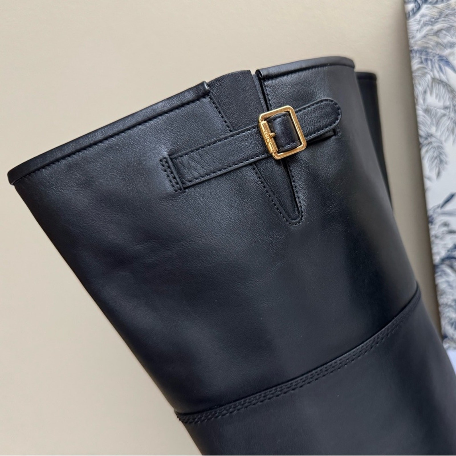 NWT Christian Dior D-Quest Thigh Black Leather Boots, size 37 (US 6-6.5)