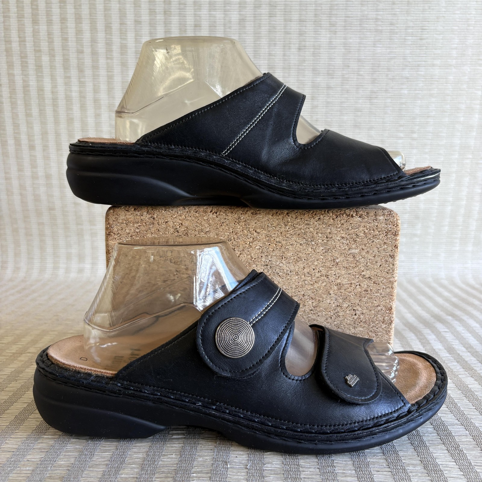 Finn Comfort Sansibar Soft Sandals Womens EU 41 US 10 Black Leather Orthotic