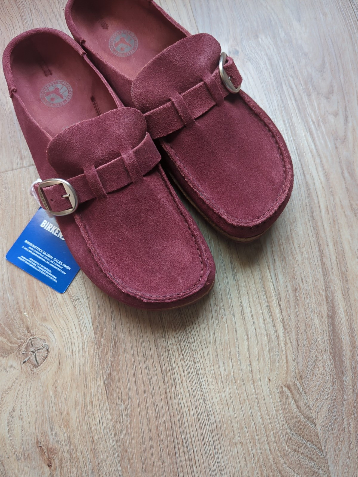 Birkenstock Buckley Suede Moc Toe Clogs Maroon EU 39 Women 8-8.5