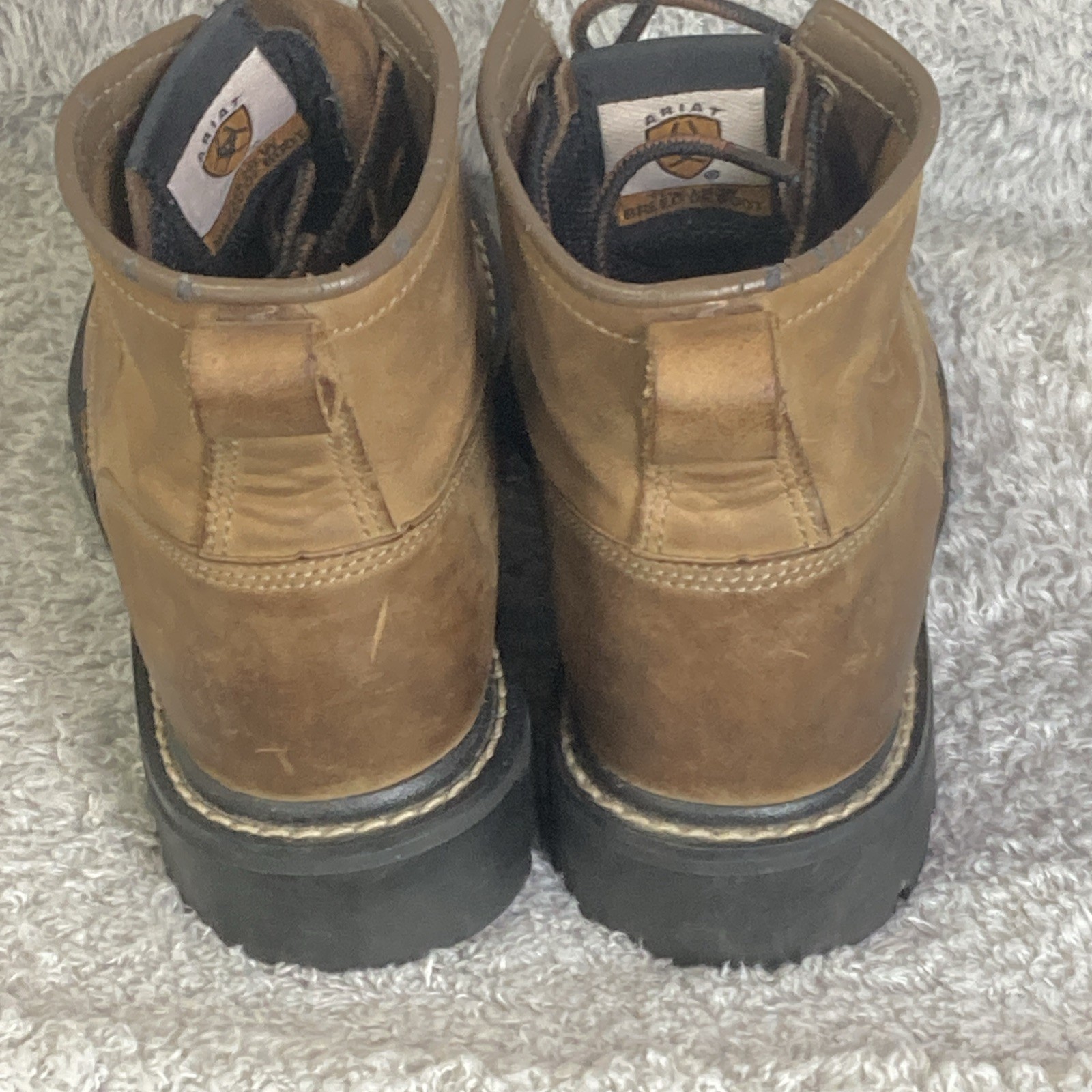 Ariat ATS Boots Womens Lace-Up Ropers Size 6 B Brown Leather Cowgirl Work