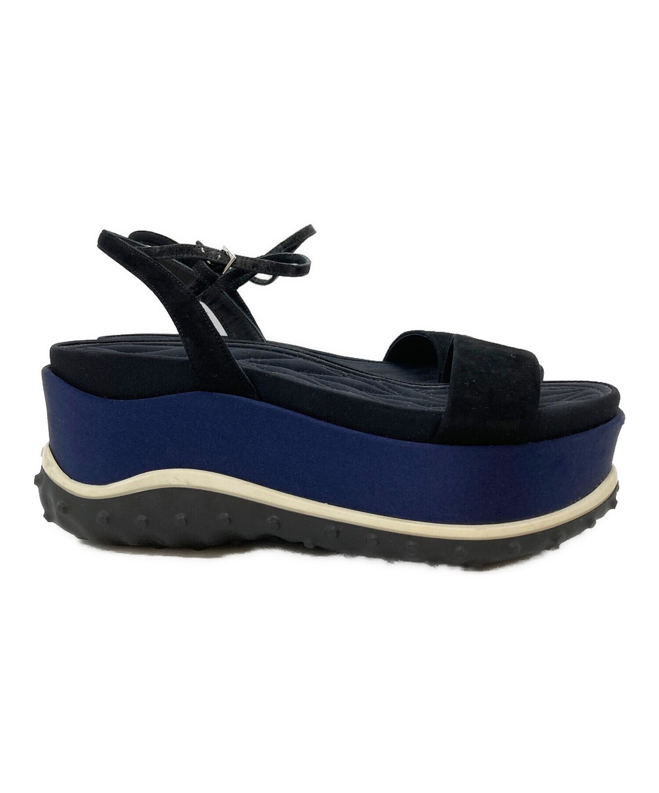 MIU MIU Sandals Shoes platform EU 37.5 US 7.5 Black Navy Authentic