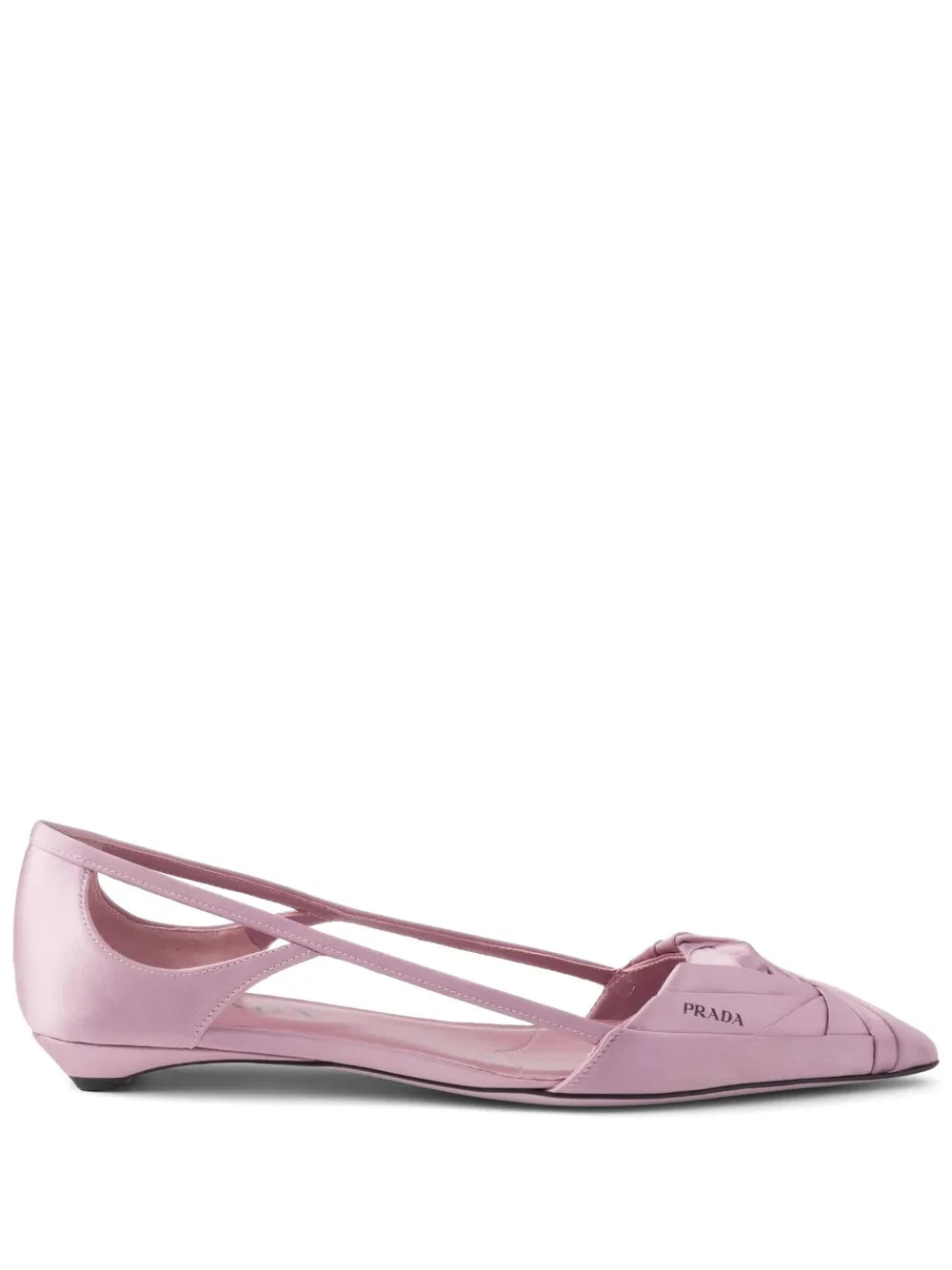 PRADA Satin Cut-Out Pointed Toe Ballerina Flats Rose Pink/ Women’s EU 40