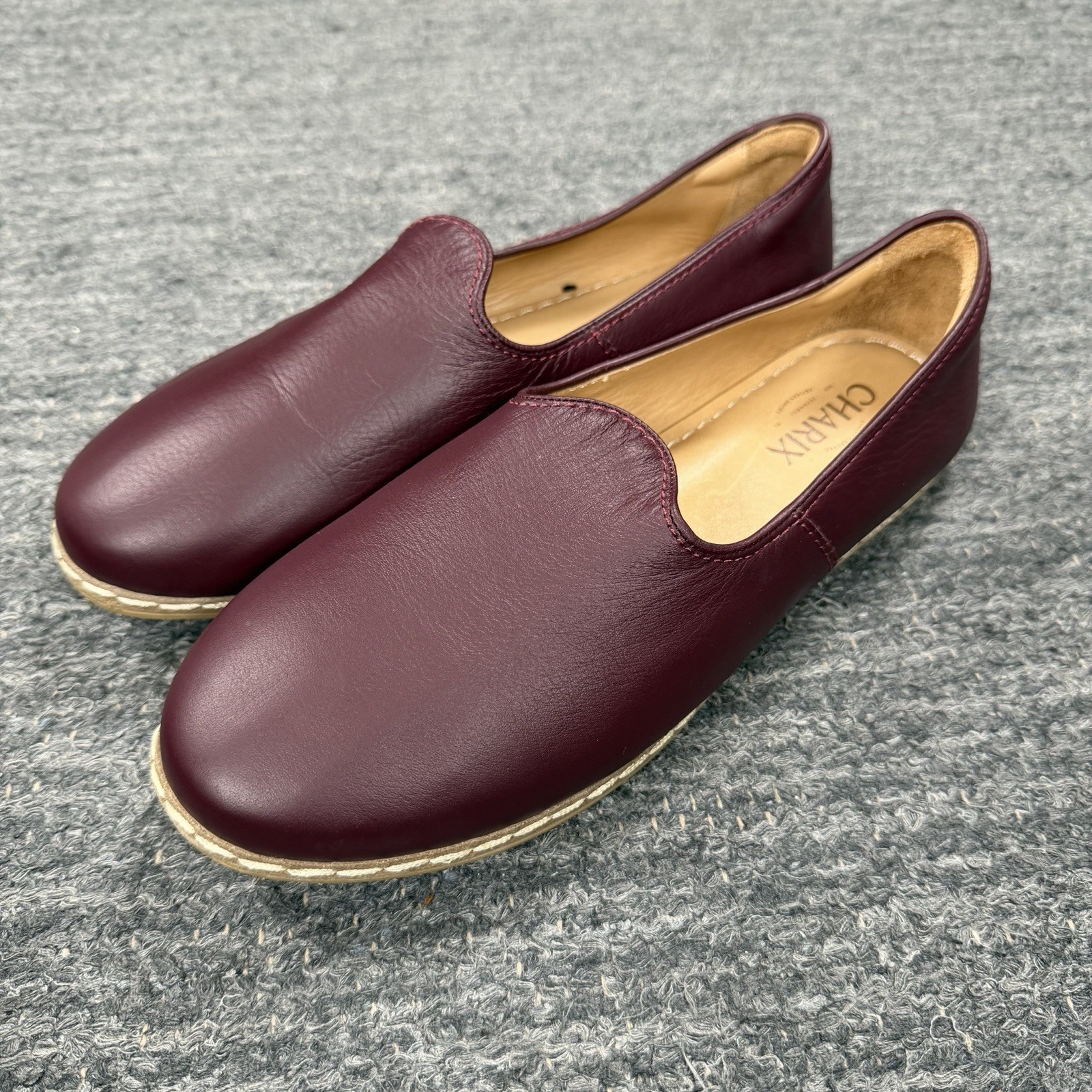 Charix Slip On Loafers Women EU 41/ 10M Shoes Red Leather Venetian Comfort