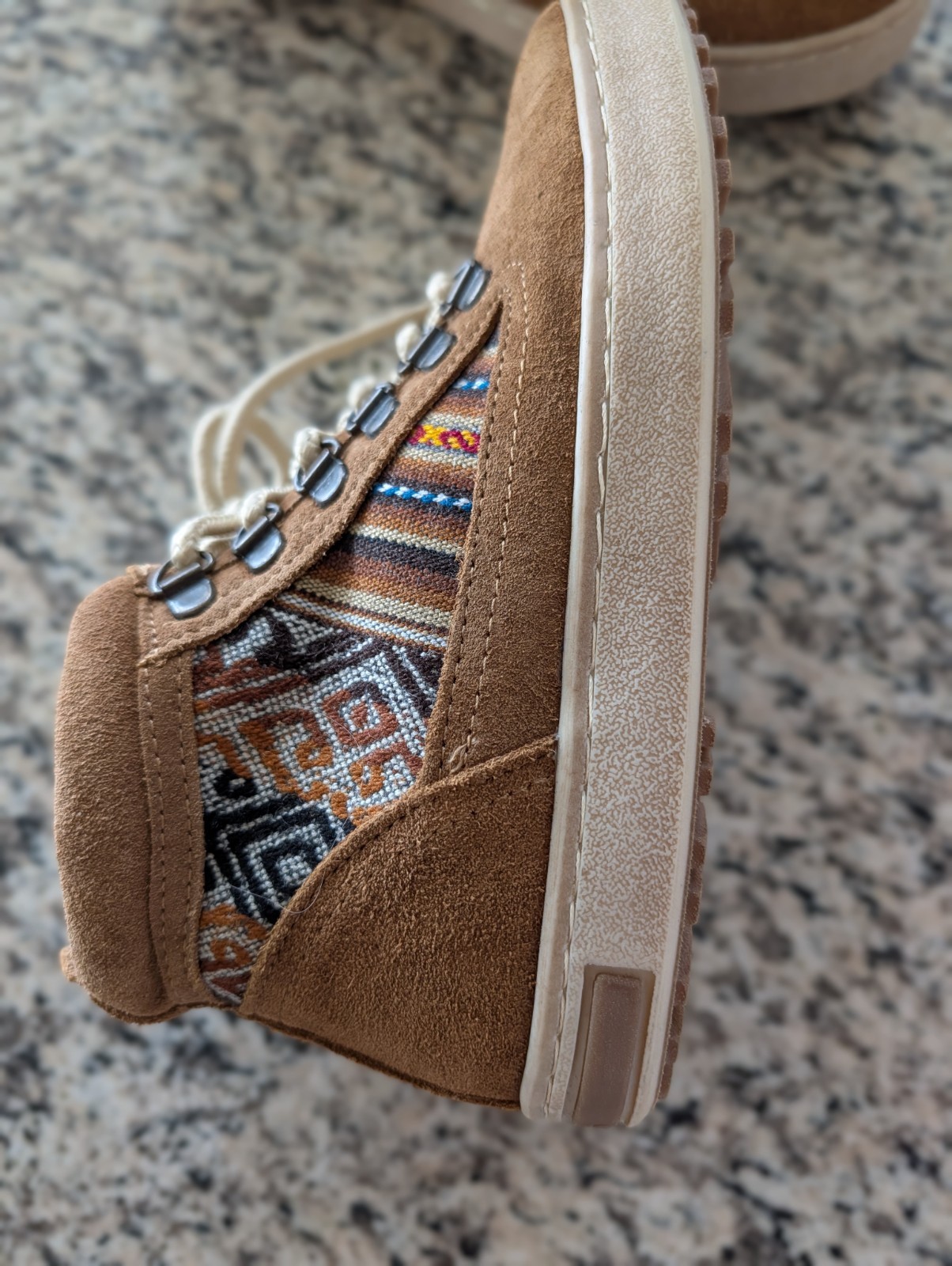 INKKAS Tan Leather Woven Hiking Camping Festival Boots W6 Boho
