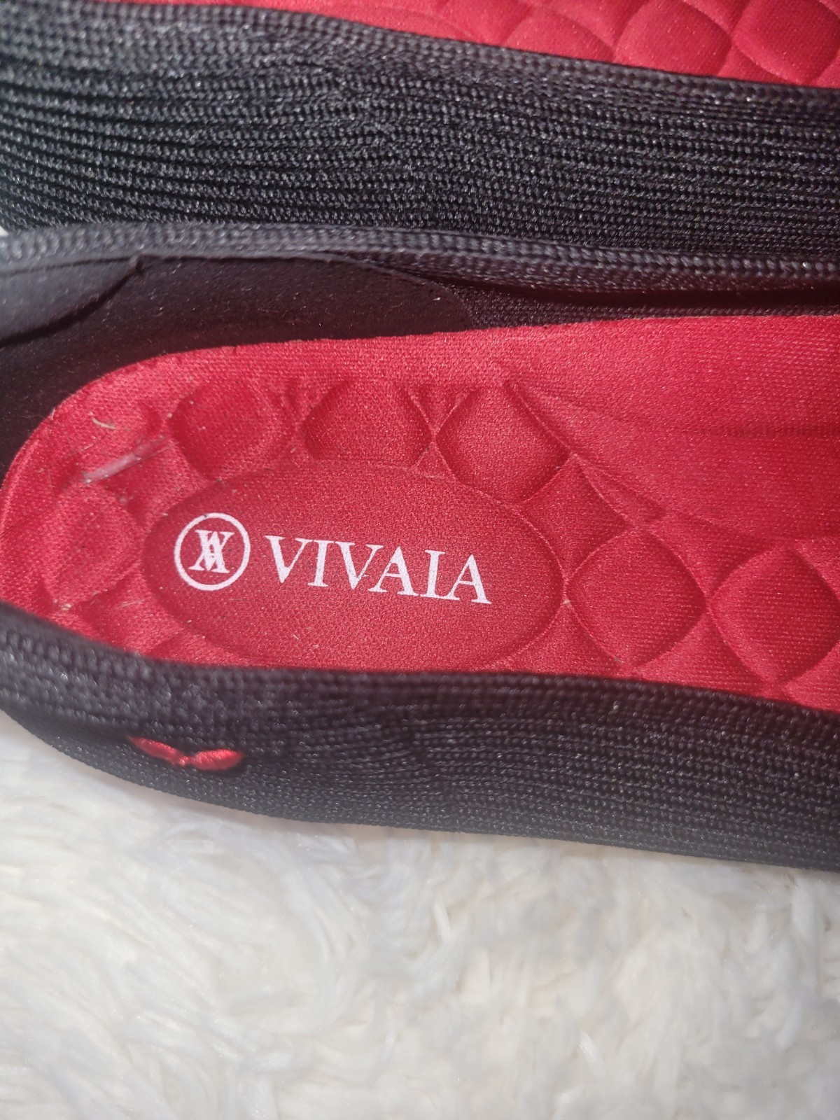 VIVAIA Margot Lightweight Square-Toe V-Cut Black Ballet Flats Red Sole Sz 38 (H)