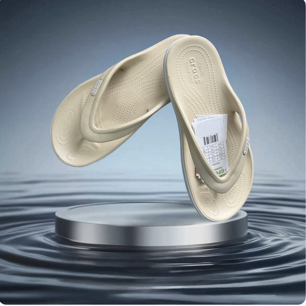 Crocs Bayaband Flip Flops Stucco Tan Sandals Men 7 Women 9 Comfort Shoes 205393