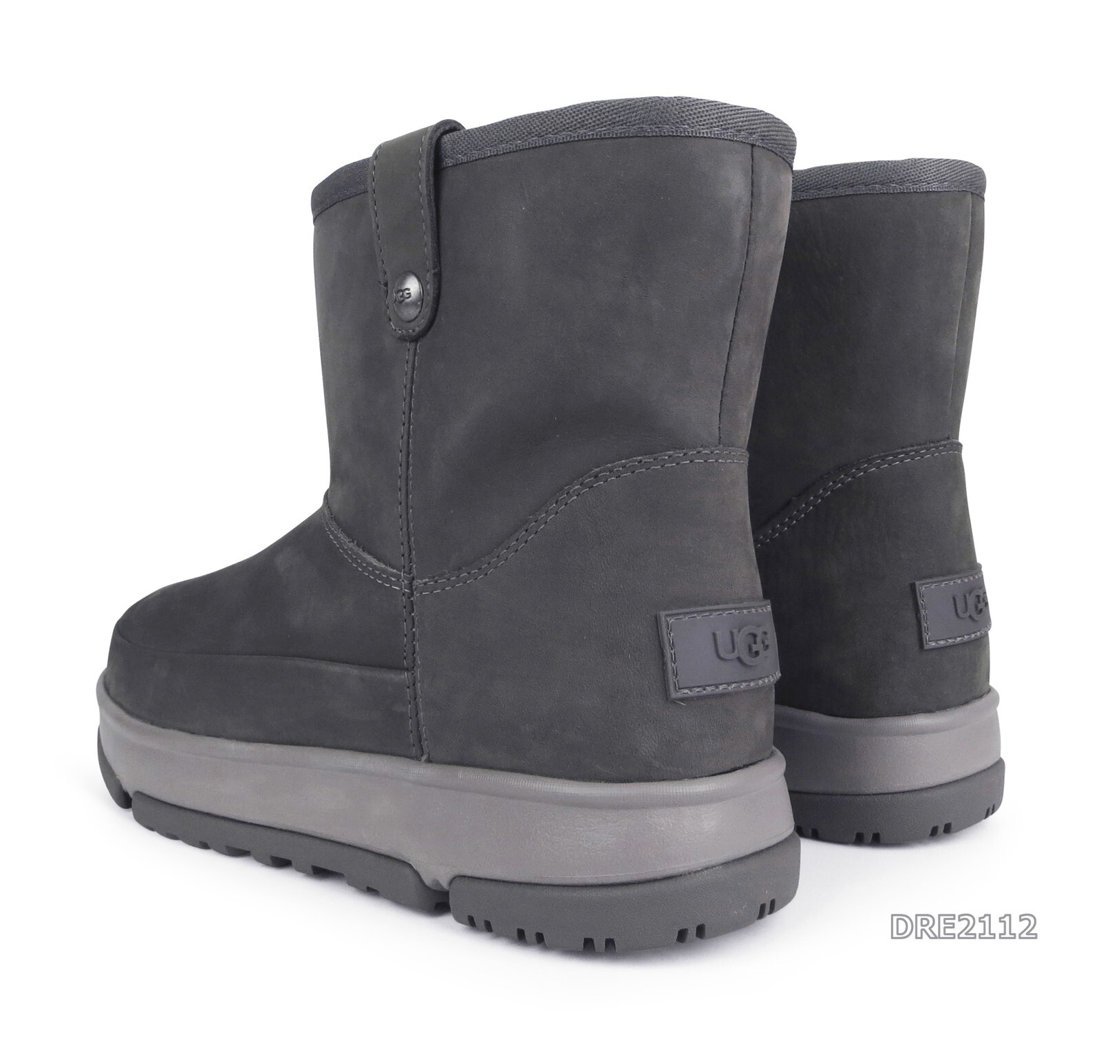 UGG Classic Weather Mini Charcoal Leather Fur Boots Womens Size 9 -NEW-