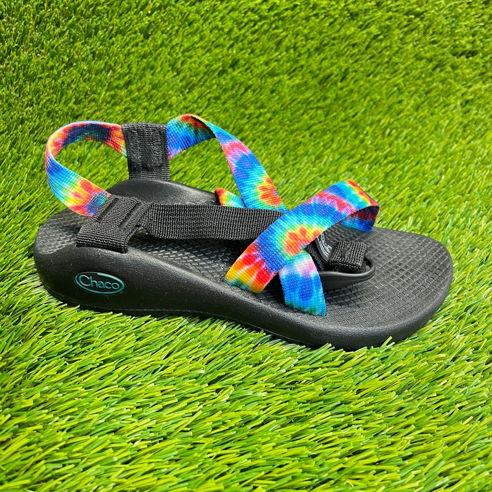 Chaco Z/1 Classic Tie Dye Womens Size 5 Blue Yellow Black Beach Outdoor Sandals