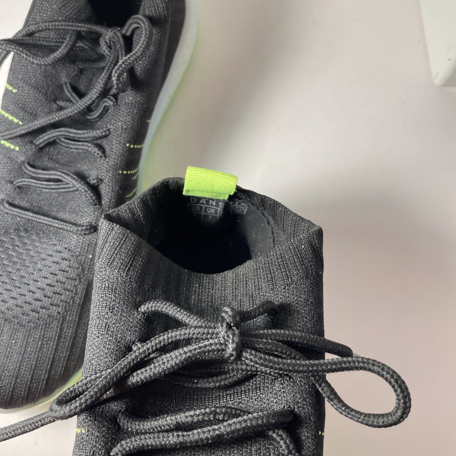 DANSKIN POSITIVE LOAFER SHOES SLIP-ON KNIT SNEAKERS BLACK LIME GREEN 9