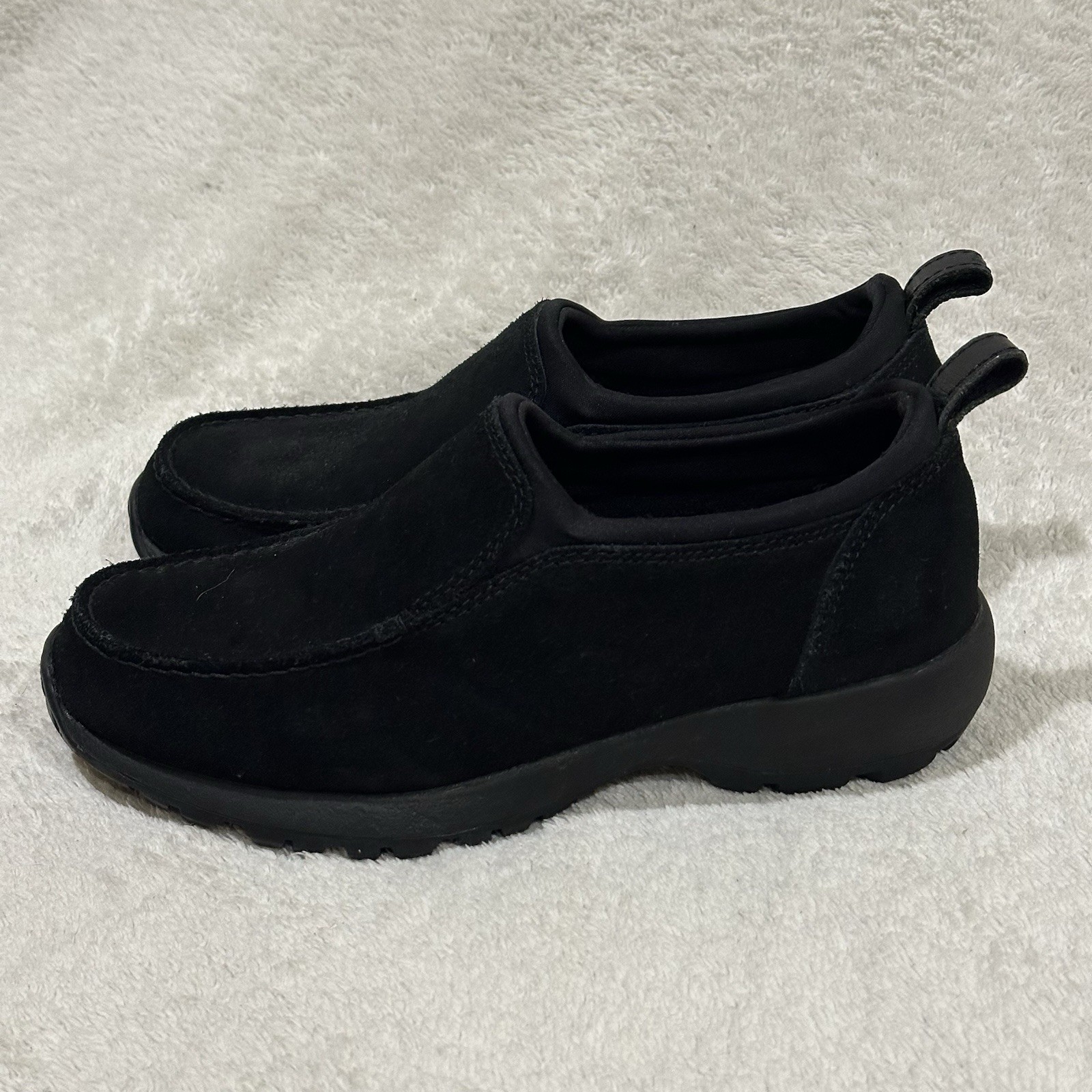 Lands’ End Womens 8 D Black Suede Slip-On Comfortable Walking Shoes 86520 Loafer