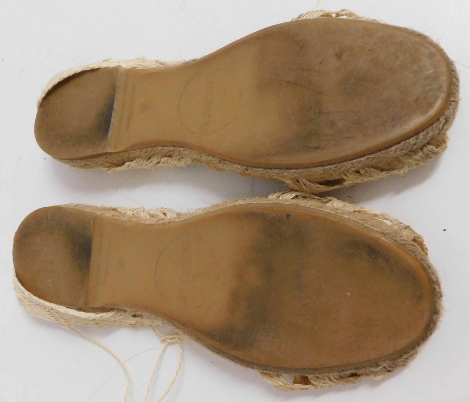 BALL PAGES Natural Raffia Strands Slingback Espadrille Flat Sandals sz 38