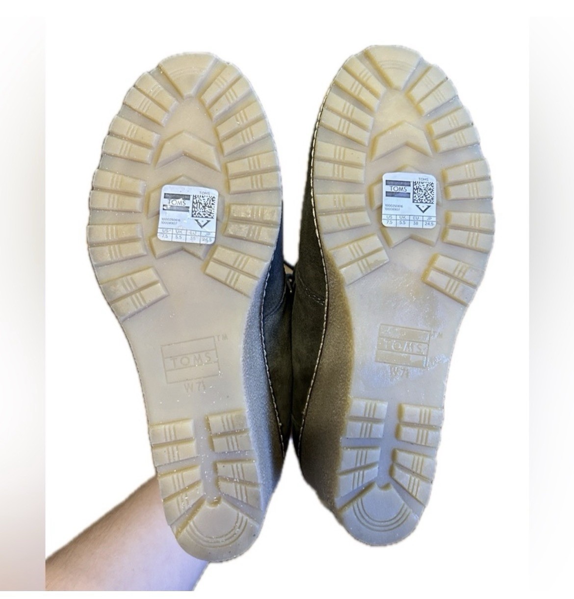 TOMS Women’s Gray Suede Ankle Bootie Round Toe Lace Up Wedge Heel US 7.5