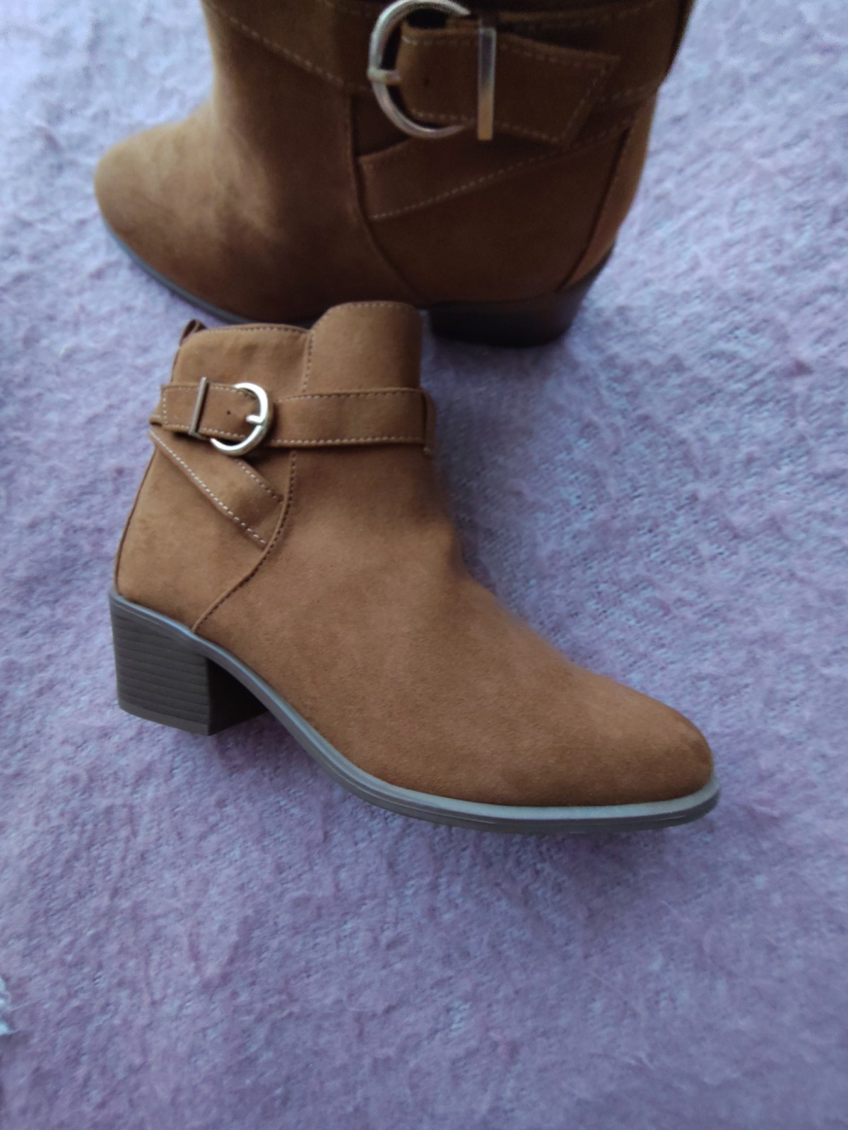 Suede Look 5 Buckle Detail Ankle Boots Nice! NIB