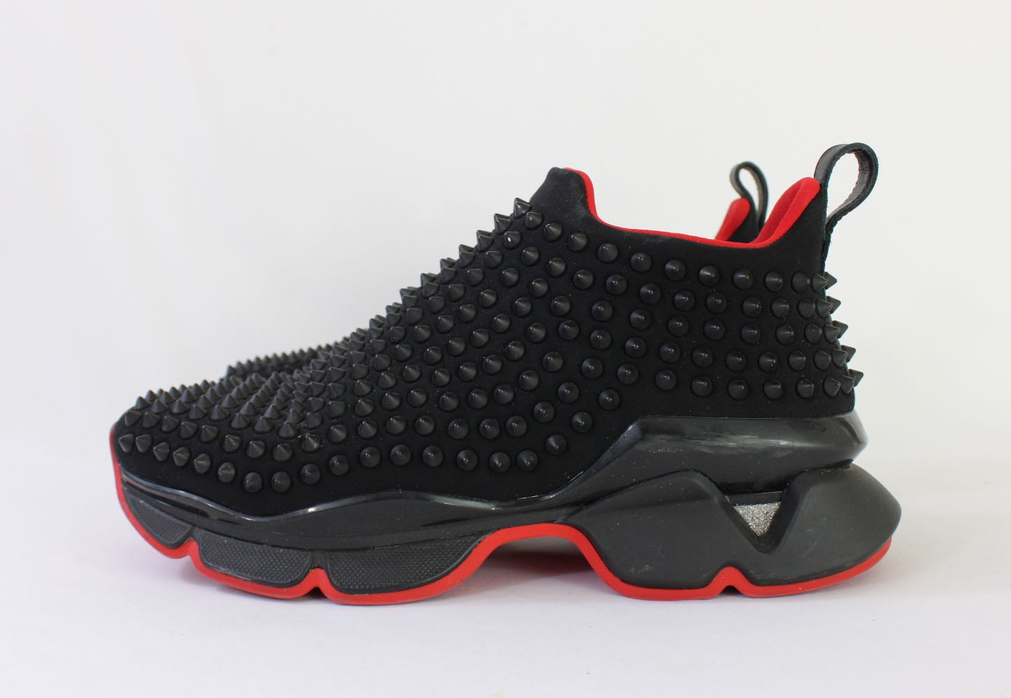 Christian Louboutin Women’s Black Neoprene Spike Sock Sneaker Shoe 38 1/2 US 8.5