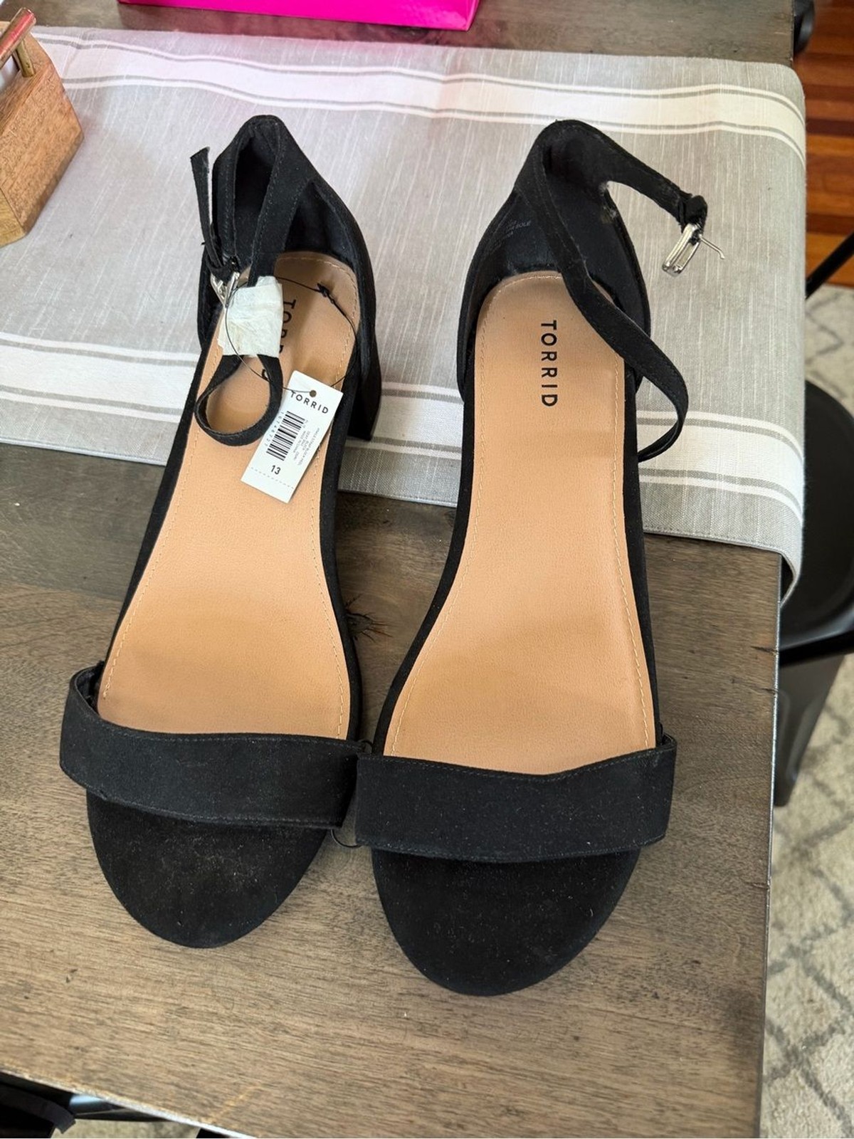 Torrid NWT Black Block Heel Sandals Size 13 Wide Width